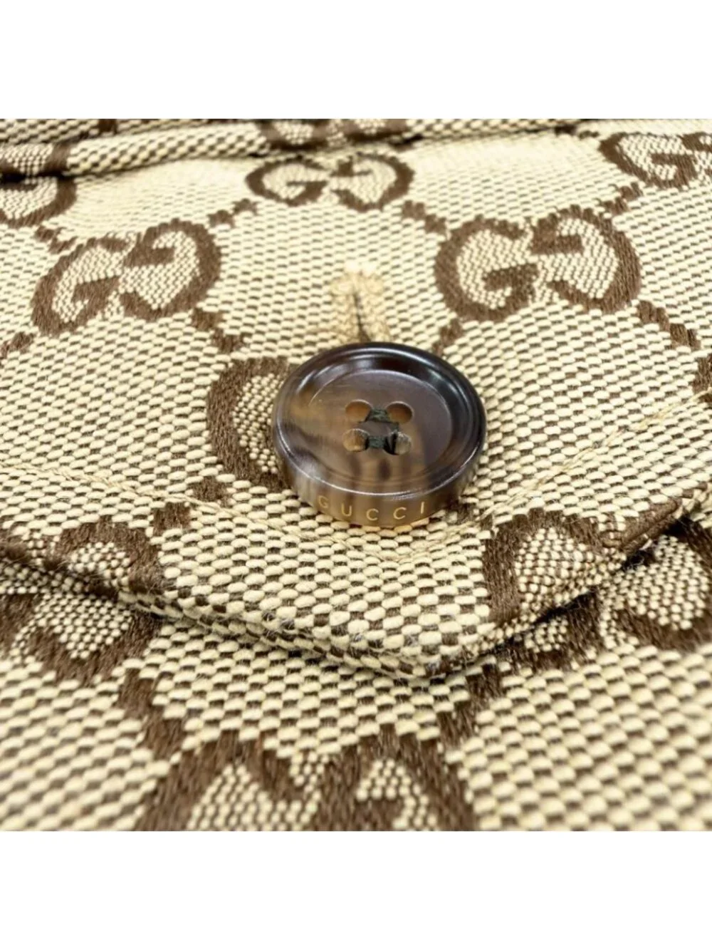 Gucci Cotton Logo Buttoned GG Allover Pattern Leather Easy Pants Jogger Brown 44
